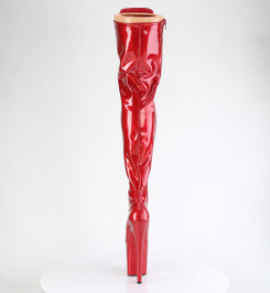 Ботфорты на платформе Pleaser красные с блеском FLAM3020GP/RG/M