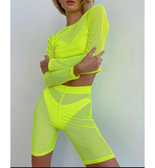 Велосипедки желтый неон сетка Mesh Berlous