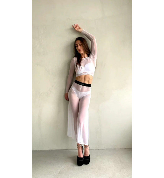 Брюки широкие белые сетка EXORCE