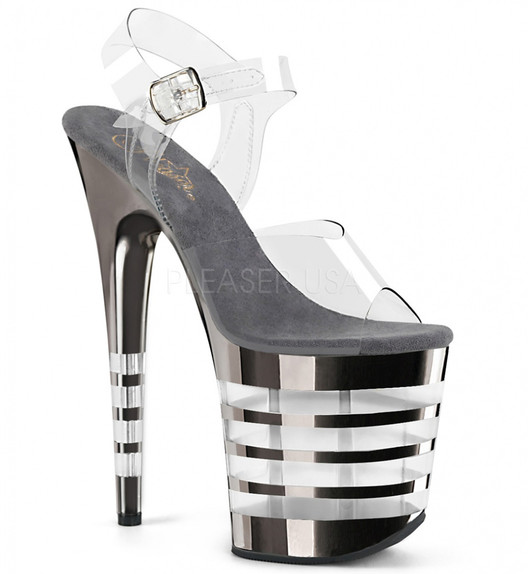 Стрипы Pleaser серебряные в полоску FLAM808CHLN/C/PWCH