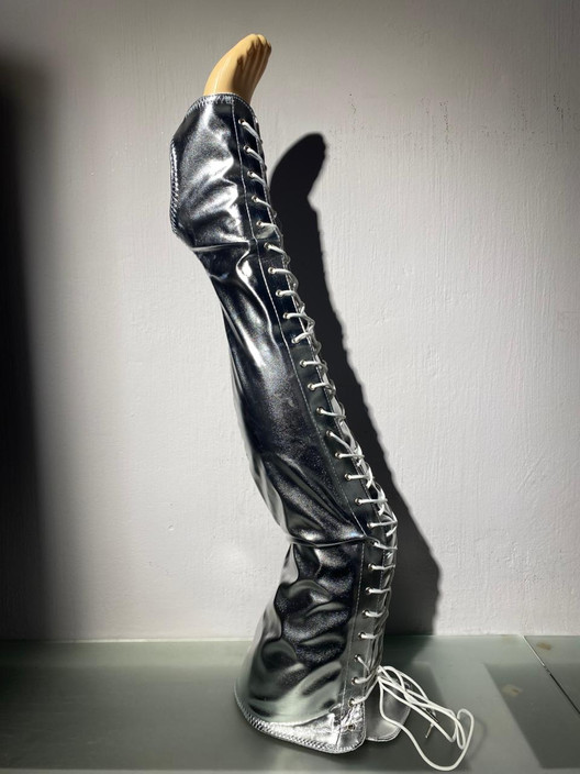 Краги-Ботфорты серебро