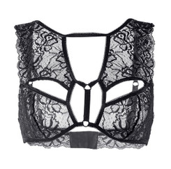 Бралетт черный кружевной с перемычками