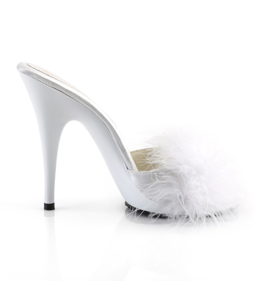 Тапочки на высоком каблуке Fabulicious Pleaser белые POISE501F/WSA/M