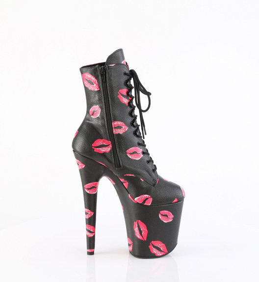 Ботильоны на платформе Pleaser черные FLAM1020KISS/BPU/M