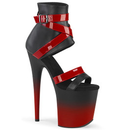 Стрипы Pleaser черные с красным FLAM800-15/BPU-RPT/M