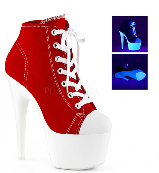 Ботильоны Кеды двойки на платформе Pleaser красные ADO700SK-02/RCA/NW