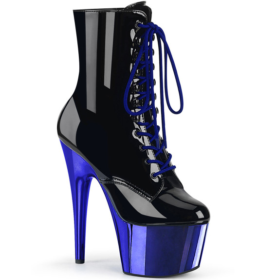 Ботильоны на платформе Pleaser синие лаковые ADO1020/B/RYBLCH