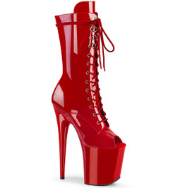 Ботильоны высокие на платформе Pleaser красные FLAM1051/R/M