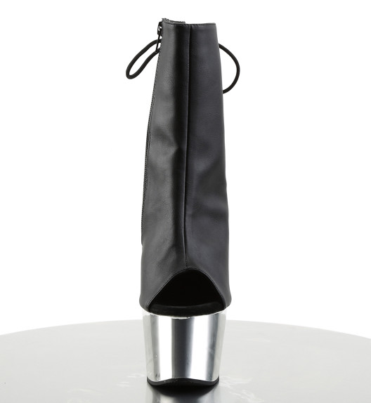 Ботильоны на платформе двойки Pleaser черные матовые ADO1018/BPU/SCH