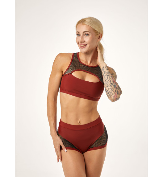 Топ бордовый с черной сеткой Anela Polerina