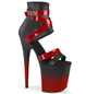Стрипы Pleaser черные с красным FLAM800-15/BPU-RPT/M