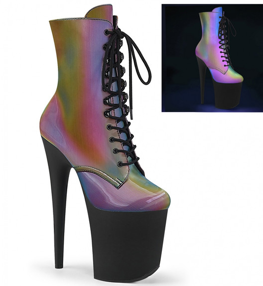 Ботильоны на платформе Pleaser хамелеон FLAM1020REFL/RBOW/B