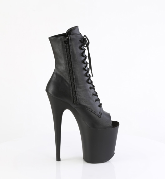 Ботильоны на платформе Pleaser черные матовые FLAM1021/BPU/M