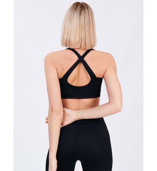 Топ спортивный черный Crossback