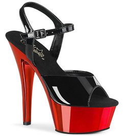 Туфли на платформе Pleaser черные с красным KISS209/B/RCH