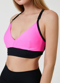 Топ черный с розовым Push Up с чашками