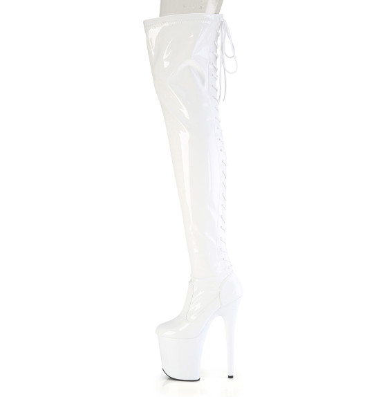 Ботфорты на платформе Pleaser белые FLAM3850/W/M