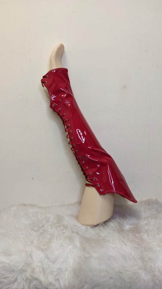 Краги с наколенниками красные лаковые