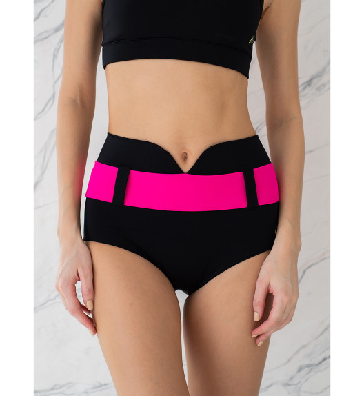 Шорты черные с розовым поясом Bondiana I-Style