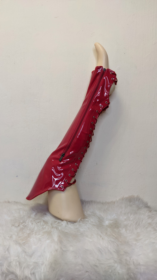 Краги с наколенниками красные лаковые