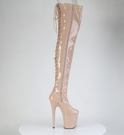 Ботфорты на платформе Pleaser бежевые FLAM3850/ND/M