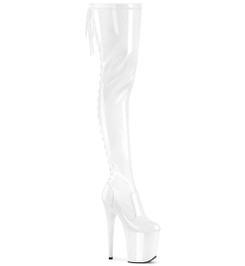 Ботфорты на платформе Pleaser белые FLAM3850/W/M