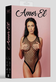 Боди черное в крупную сетку