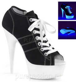 Кеды черные на каблуке Pleaser с открытым мысом DEL600SK-01/BCA/NW