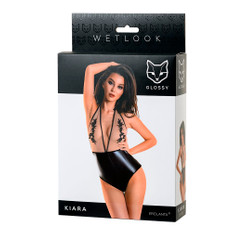 Боди черное с бежевым "Kiara"