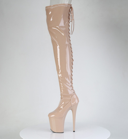 Ботфорты на платформе Pleaser бежевые FLAM3850/ND/M