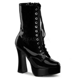 Ботильоны на платформе Pleaser черные лаковые ELE1020/B
