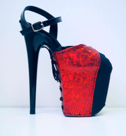 Защита на стрипы красная с черным Holographic Lace