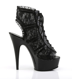 Туфли на платформе Pleaser черные DEL696LC/BM/M