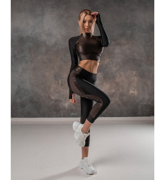 Лосины укороченные Move UP "Black & Brown Skin" Bona Fide