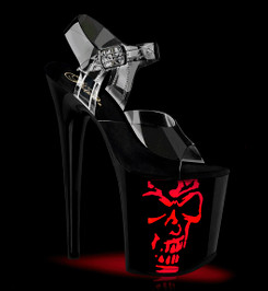 Стрипы Pleaser черные с черепом FLAM808NLSK/C/B-MC