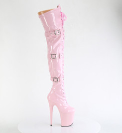 Ботфорты с ремнями на платформе Pleaser розовые FLAM3028/BP/M