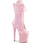 Ботильоны тройки высокие на платформе Pleaser розовые лаковые FLAM1050/BP/M