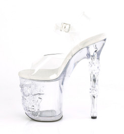 Босоножки на платформе Pleaser прозрачные с черепом RAPT808/C/M