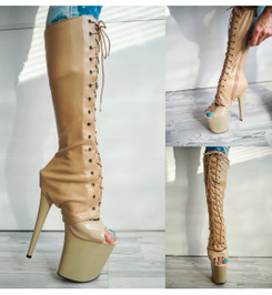 Краги до колена бежевые