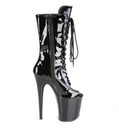 Ботильоны высокие на платформе Pleaser черные лаковые FLAM1051/B/M