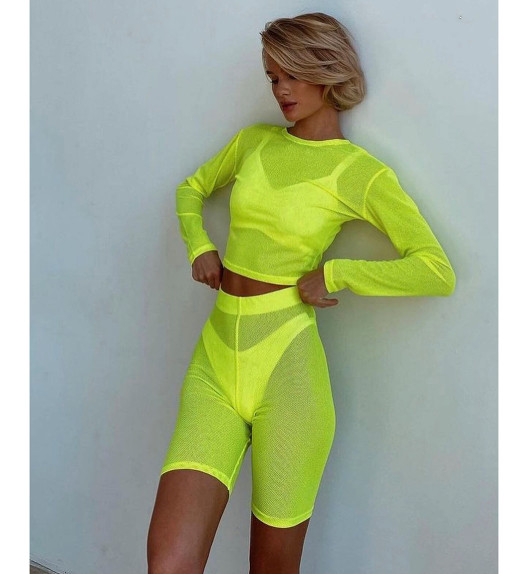 Велосипедки желтый неон сетка Mesh Berlous