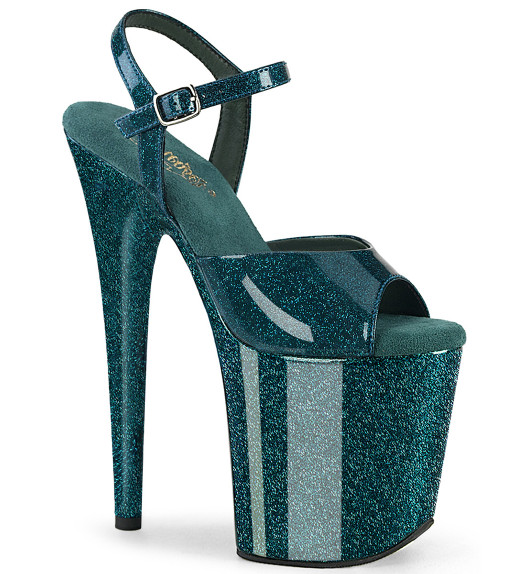 Стрипы Pleaser бирюзовые с блеском FLAM809GP/TLG/M