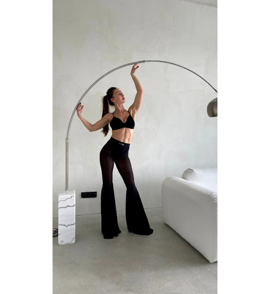 Брюки клеш черные сетка EXORCE