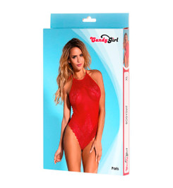 Боди красное кружевное "Paris"