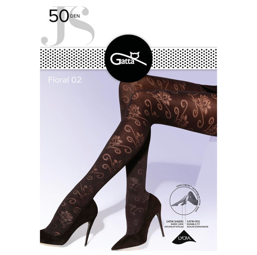Колготки черные FLORAL 02 Gatta