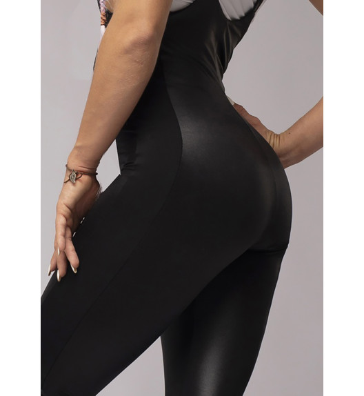 Комбинезон черный со вставками под кожу Flam I-Style