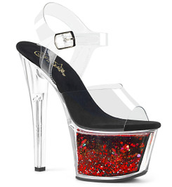 Босоножки Pleaser черные с красным HellFire SKY308WHG/C/B-RG