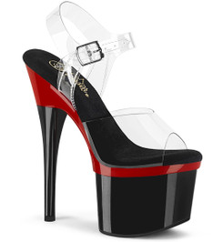 Стрипы Pleaser черные с красным ESTM708/C/R-B