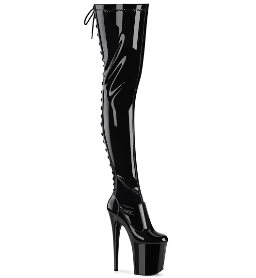 Ботфорты на платформе Pleaser черные FLAM3850/B/M