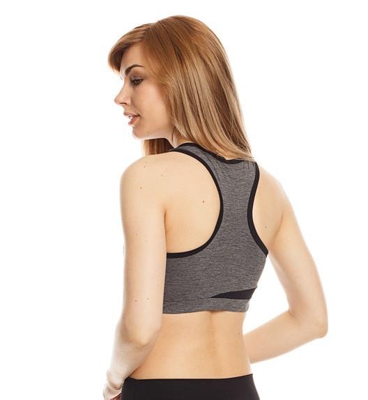 Топ для фитнеса серый меланж с черным Vibe